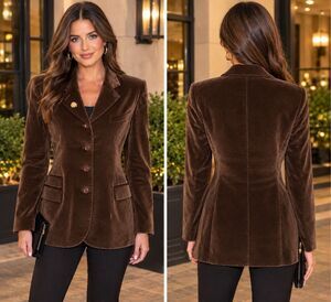 Embassy Row sportswear women 10 Vintage 90s Dark Brown Velvet Tailored Blazer